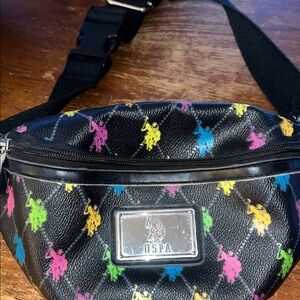 U.S. Polo Assn. Black Belt Bag with Multicolor Logo